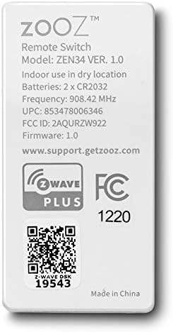 Zooz 700 Series Z-Wave Plus Plus רשת שלט רחוק ושלוט סצנה ZEN34, לבן | נדרש רכזת Z-Wave